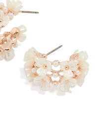 Rose Gold Dainty Multi Flower Hoop Earrings