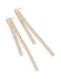 Rose Gold Diamante Long Drop Earrings