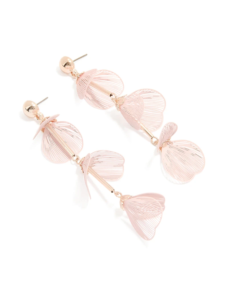 Rose Gold Flower Drop Earrings