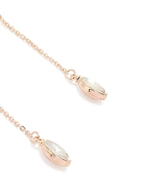 Rose Gold Double Flower Drop Earrings