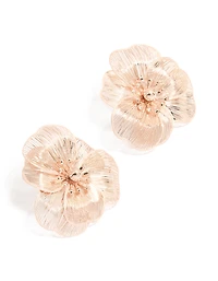 Rose Gold Mesh Flower Large Stud Earrings