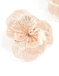 Rose Gold Mesh Flower Large Stud Earrings