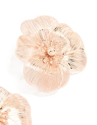 Rose Gold Mesh Flower Large Stud Earrings