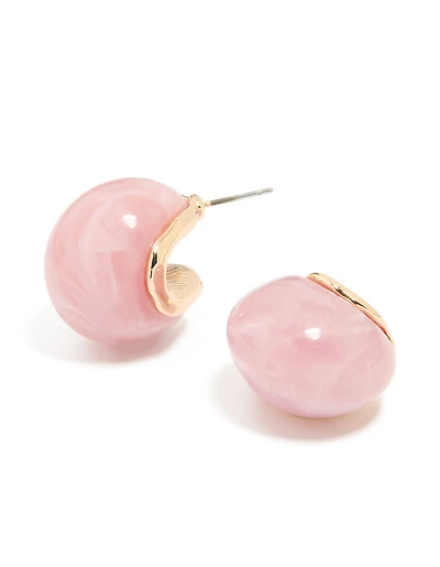 Rose Gold Pink Acrylic Bubble Large Stud Earrings