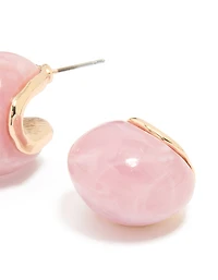Rose Gold Pink Acrylic Bubble Large Stud Earrings