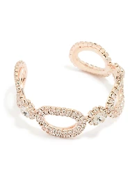 Rose Gold Diamante Open Wrist Cuff