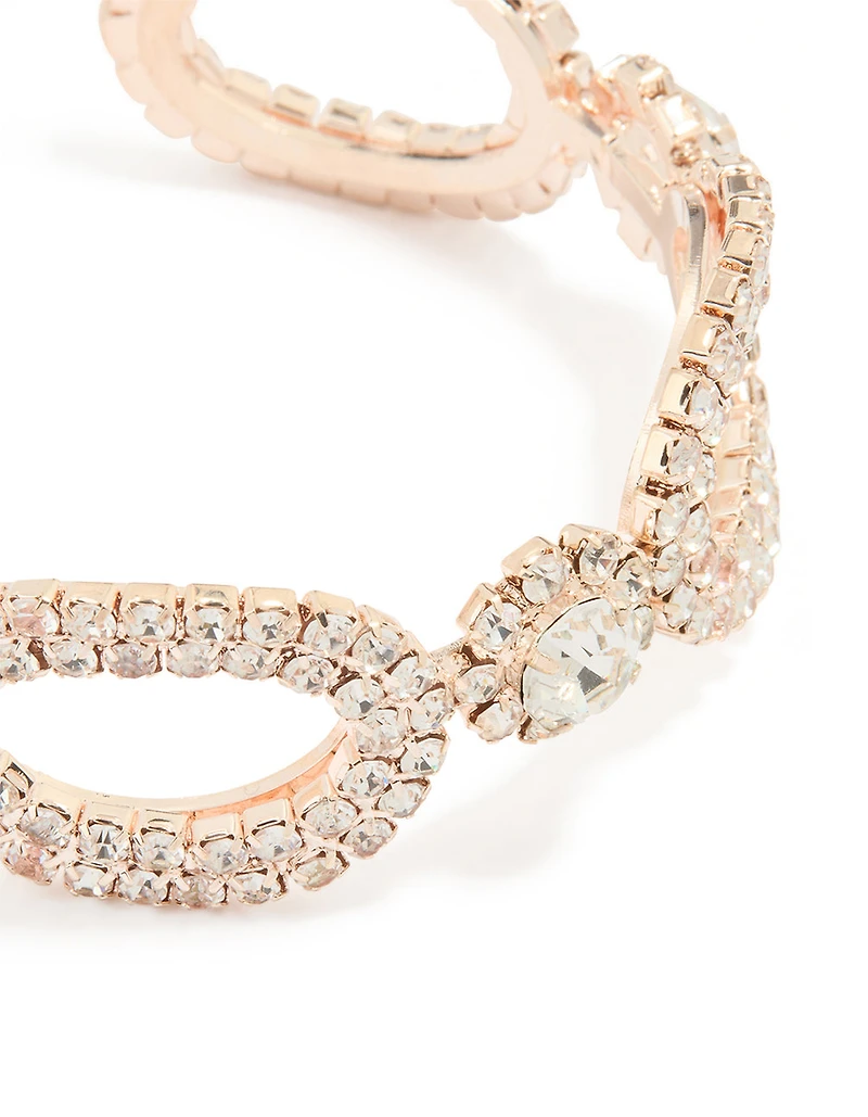 Rose Gold Diamante Open Wrist Cuff