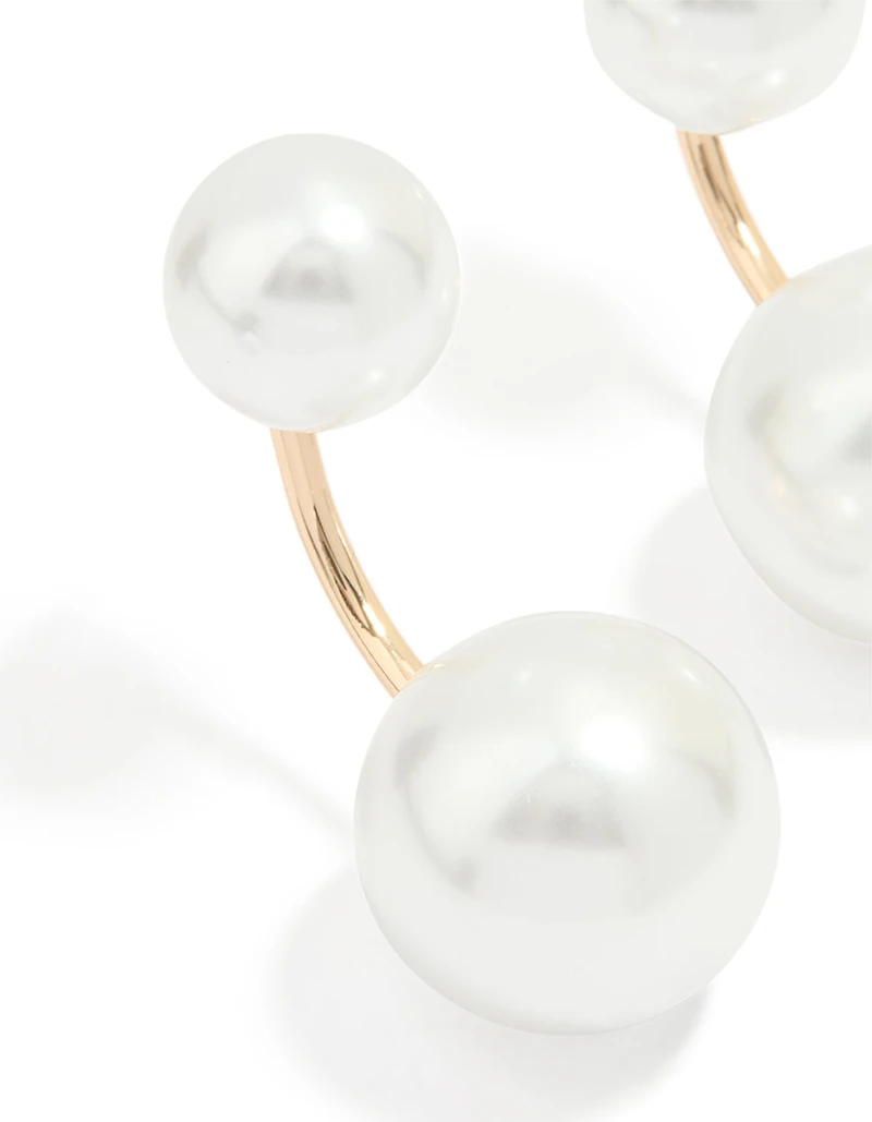 Gold Pearl Ear Jacket Earrings