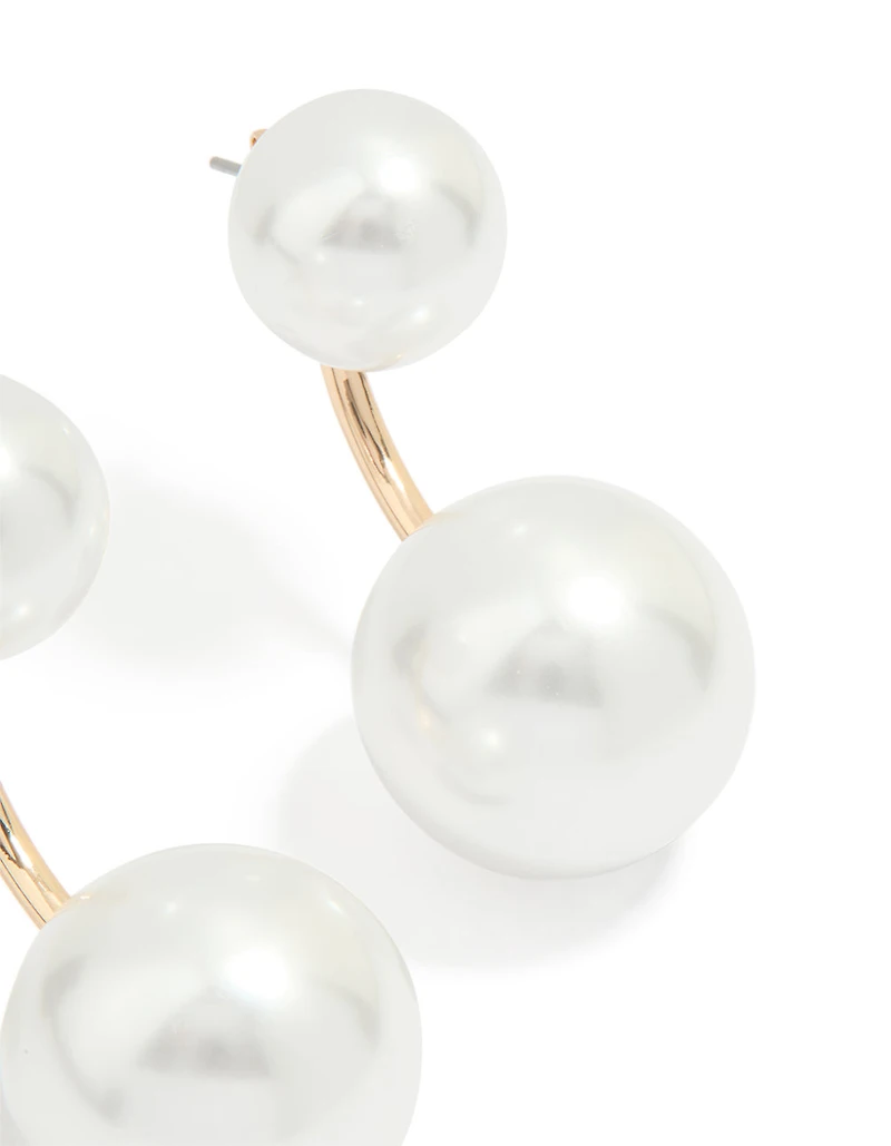 Gold Pearl Ear Jacket Earrings