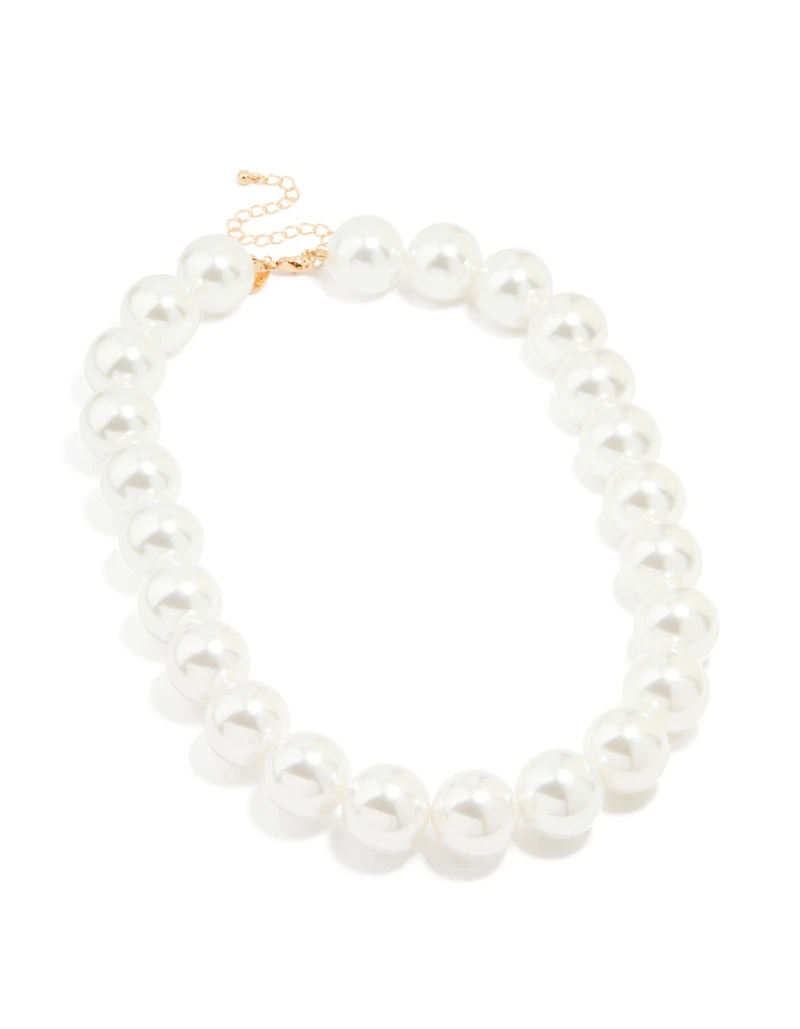 Gold Pearl Strand Large Necklace