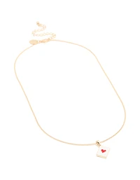 Gold Heart Card Mini Pendant Necklace