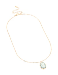 Gold Round Face Pendant Necklace