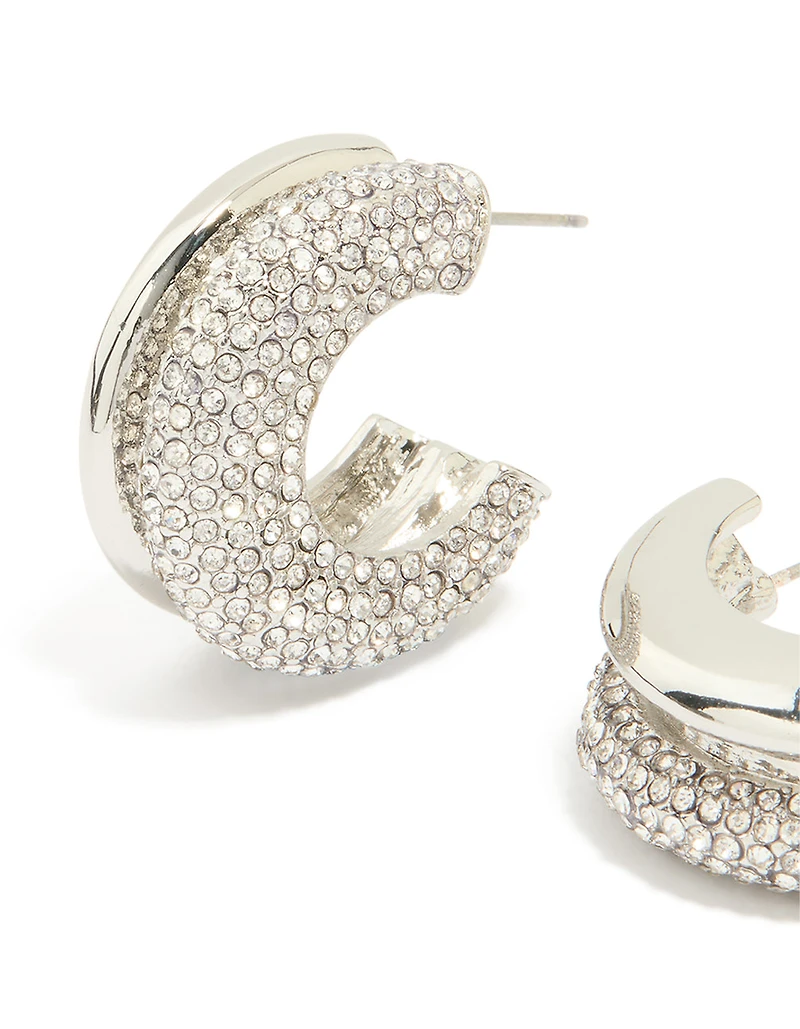 Boucles d’oreilles à double cerceau côtelé en argent Diamante