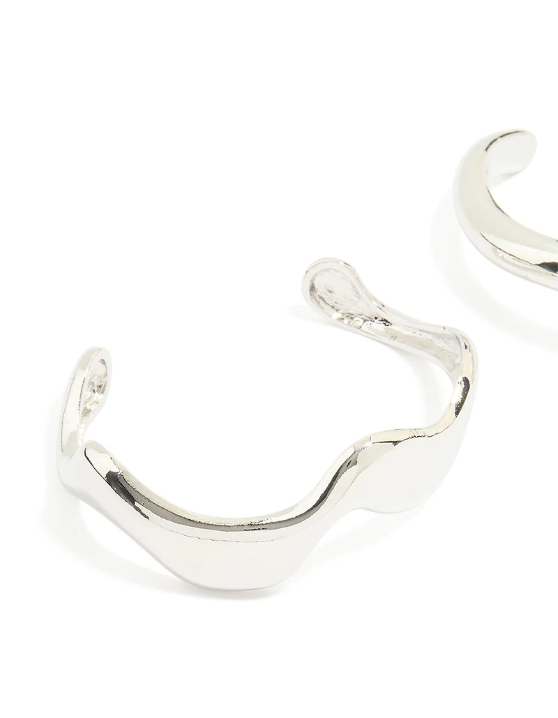 Silver Organic Small Wave Wrist Cuffs 2-Pack
