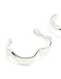 Silver Organic Small Wave Wrist Cuffs 2-Pack