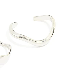 Silver Organic Small Wave Wrist Cuffs 2-Pack