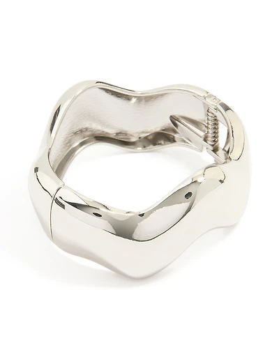 Silver Organic Thick Wave Bangle