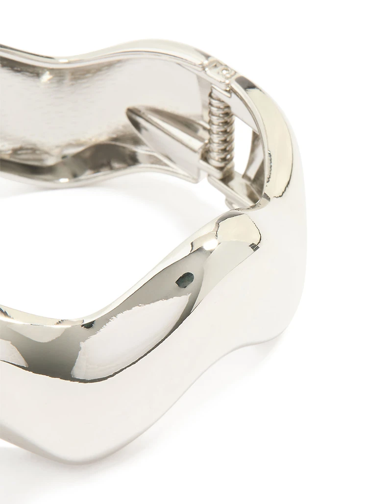 Silver Organic Thick Wave Bangle