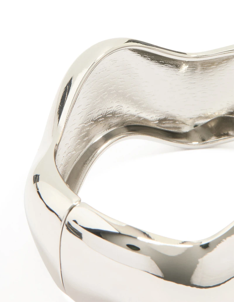 Bracelet à vagues épaisses organiques argentés