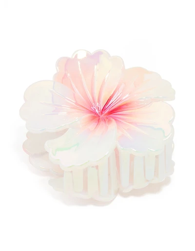 Pince à griffes en hibiscus rose nacré iridescent