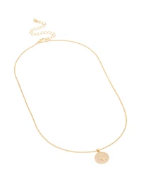 Gold Plated Cubic Zirconia Circle Letter C Pendant Necklace