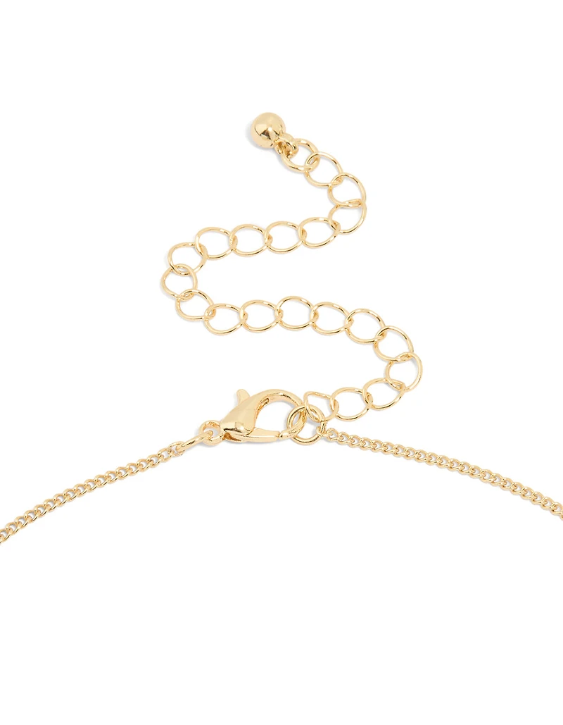 Gold Plated Cubic Zirconia Circle Letter C Pendant Necklace