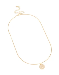 Gold Plated Cubic Zirconia Circle Letter J Pendant Necklace