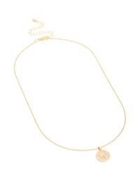Gold Plated Cubic Zirconia Circle Letter K Pendant Necklace