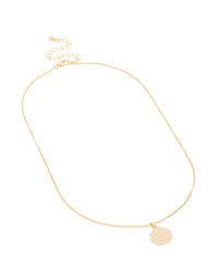 Gold Plated Cubic Zirconia Circle Letter L Pendant Necklace