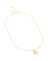 Gold Plated Cubic Zirconia Circle Letter M Pendant Necklace