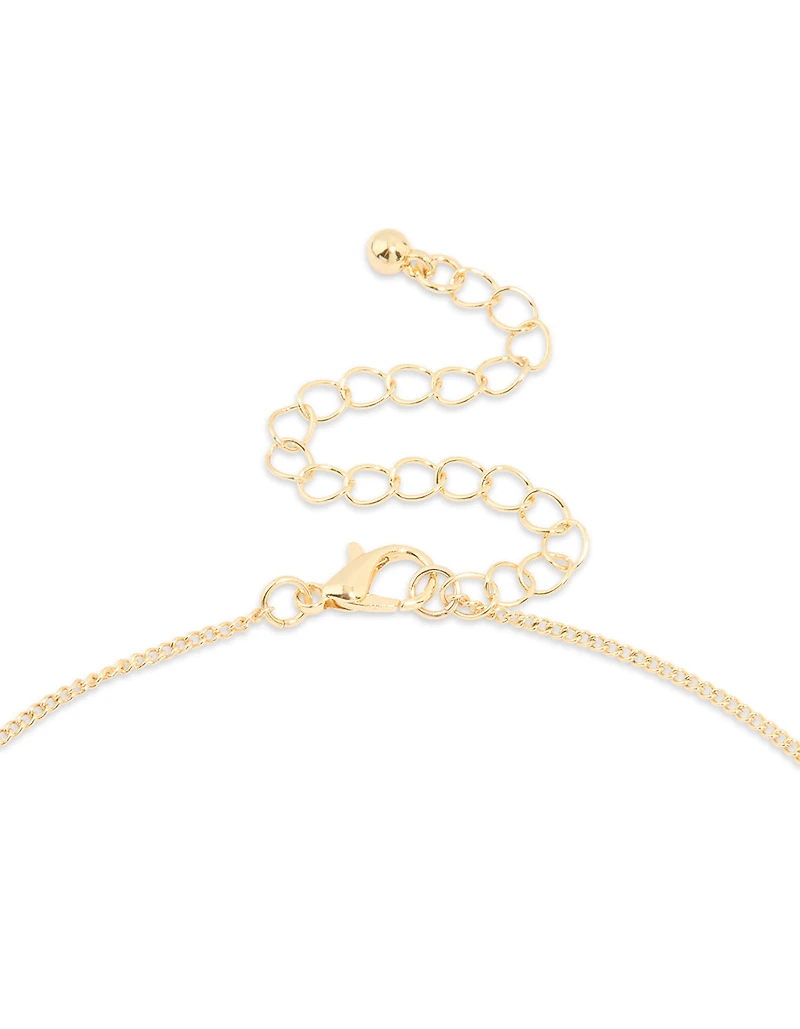 Gold Plated Cubic Zirconia Circle Letter M Pendant Necklace