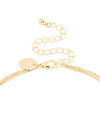 Gold Plated Cubic Zirconia Cross Letter C Layered Necklace