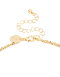 Gold Plated Cubic Zirconia Cross Letter M Layered Necklace