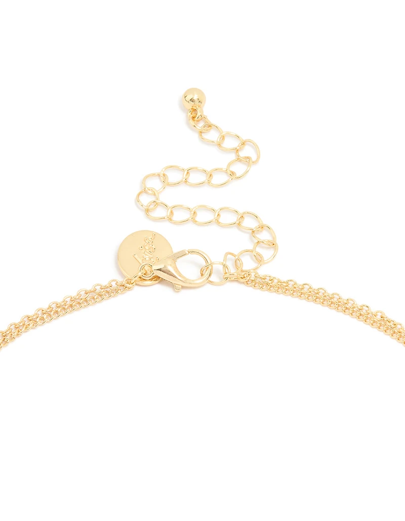 Gold Plated Cubic Zirconia Cross Letter S Layered Necklace