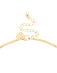 Gold Plated Cubic Zirconia Cross Letter S Layered Necklace