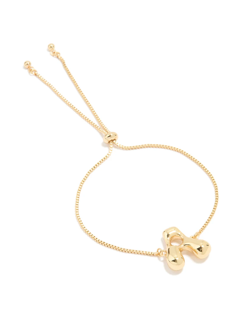 Gold Plated Bubble Letter A Toggle Bracelet