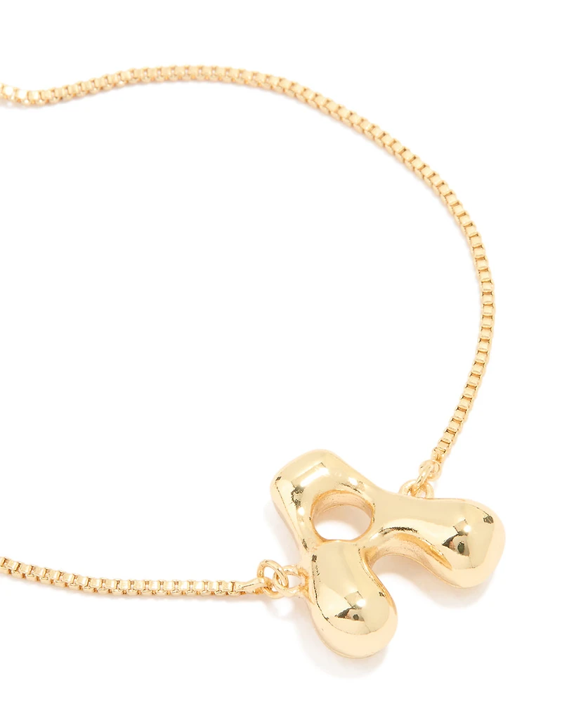 Gold Plated Bubble Letter A Toggle Bracelet