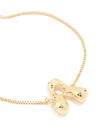 Gold Plated Bubble Letter A Toggle Bracelet