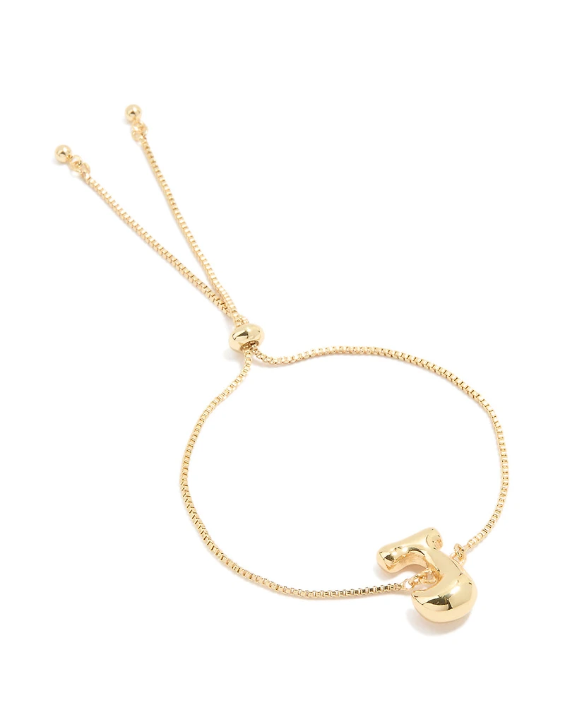 Gold Plated Bubble Letter J Toggle Bracelet
