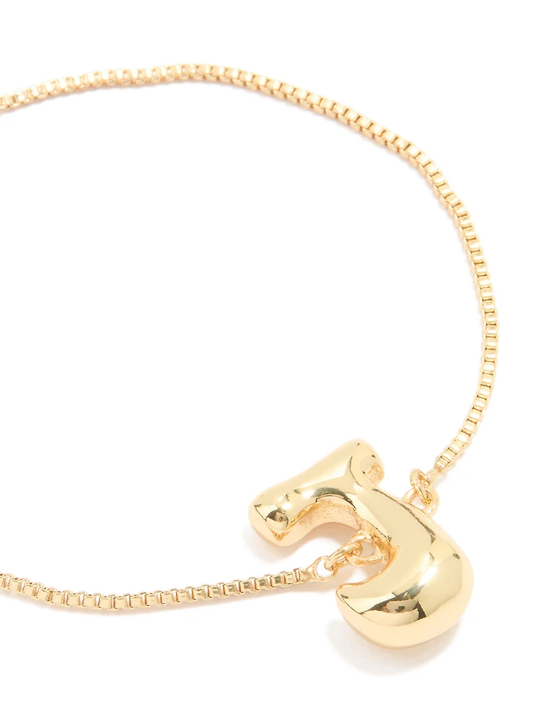 Gold Plated Bubble Letter J Toggle Bracelet