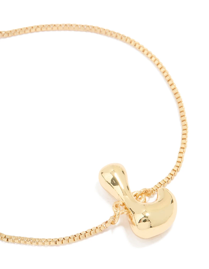 Gold Plated Bubble Letter L Toggle Bracelet