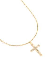 Gold Plated Diamante Cross Necklace