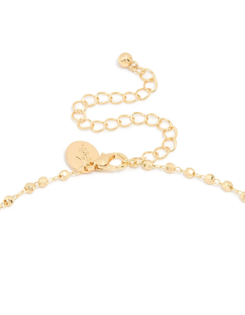 Gold Plated Ball Chain Mary Cross Necklace