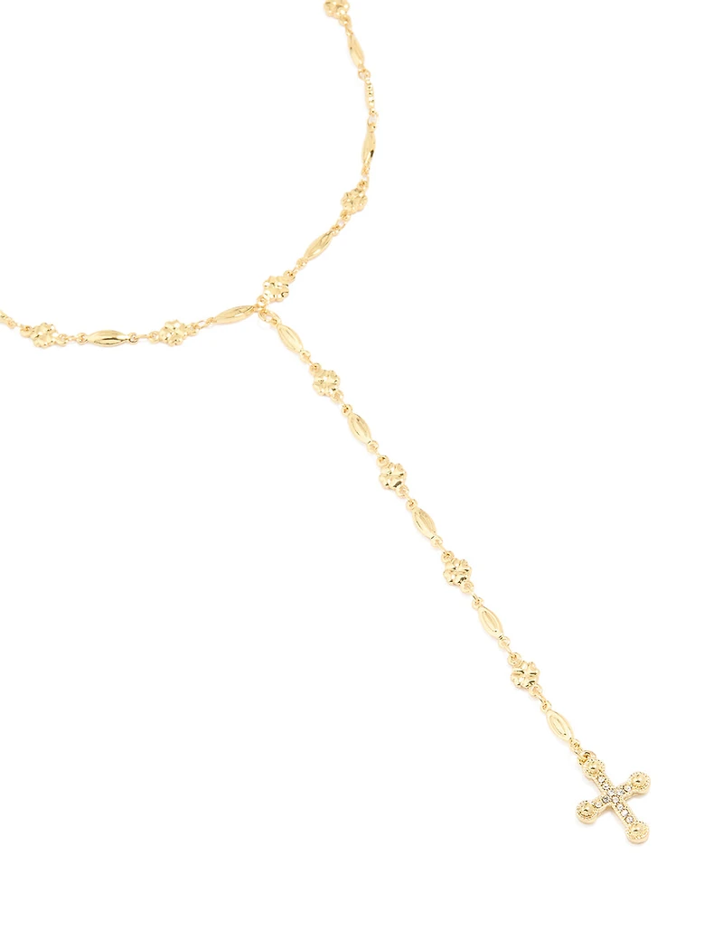 Gold Textured Cross Necklace