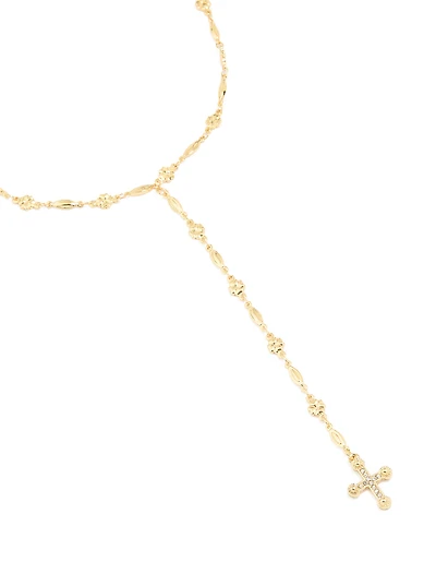 Gold Textured Cross Necklace