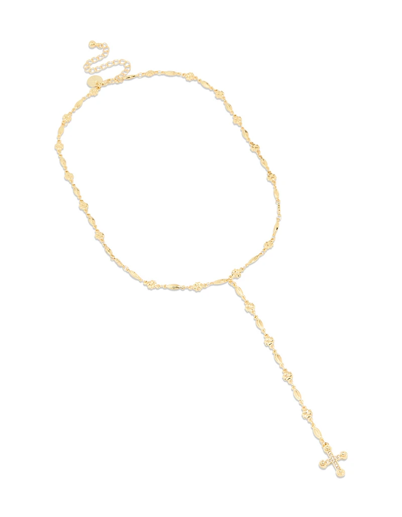 Gold Textured Cross Necklace