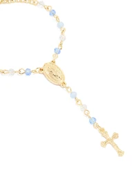 Bracelet croix bleue perlée plaqué or