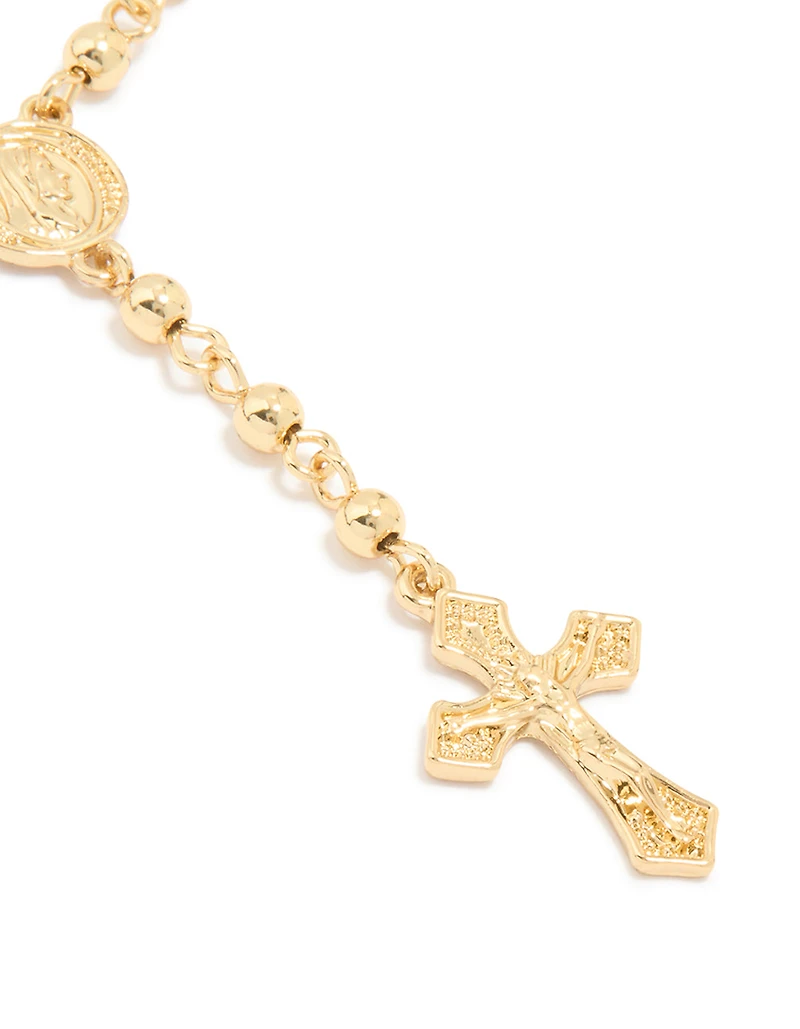 Bracelet de lariat en croix perlée plaqué or