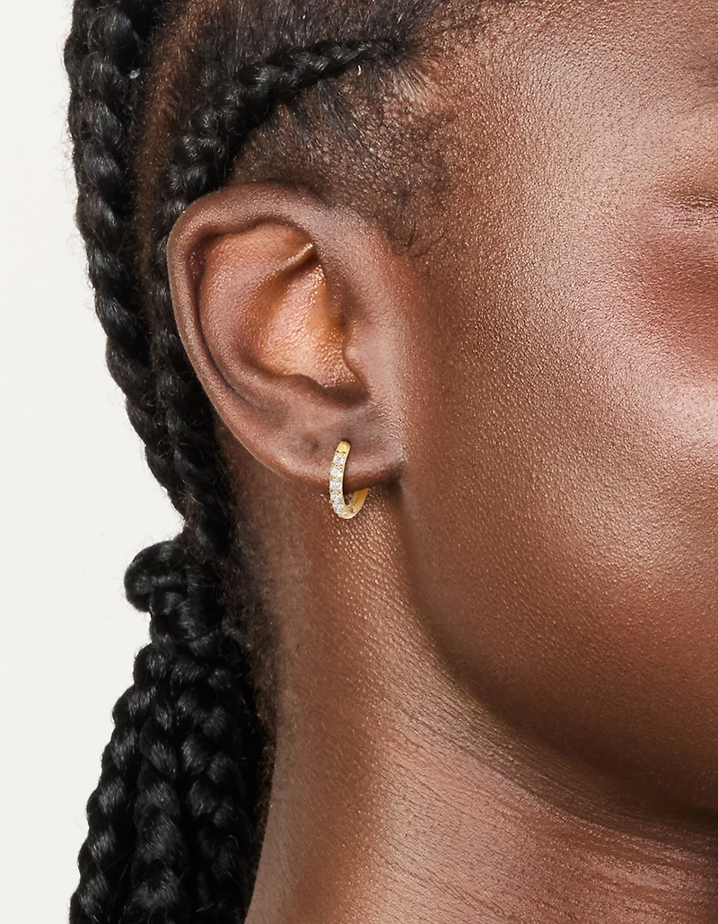 Gold Plated Surgical Steel Cubic Zirconia Chunky Sleeper Earrings