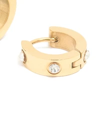 Gold Plated Surgical Steel Cubic Zirconia Chunky Hoop Earrings